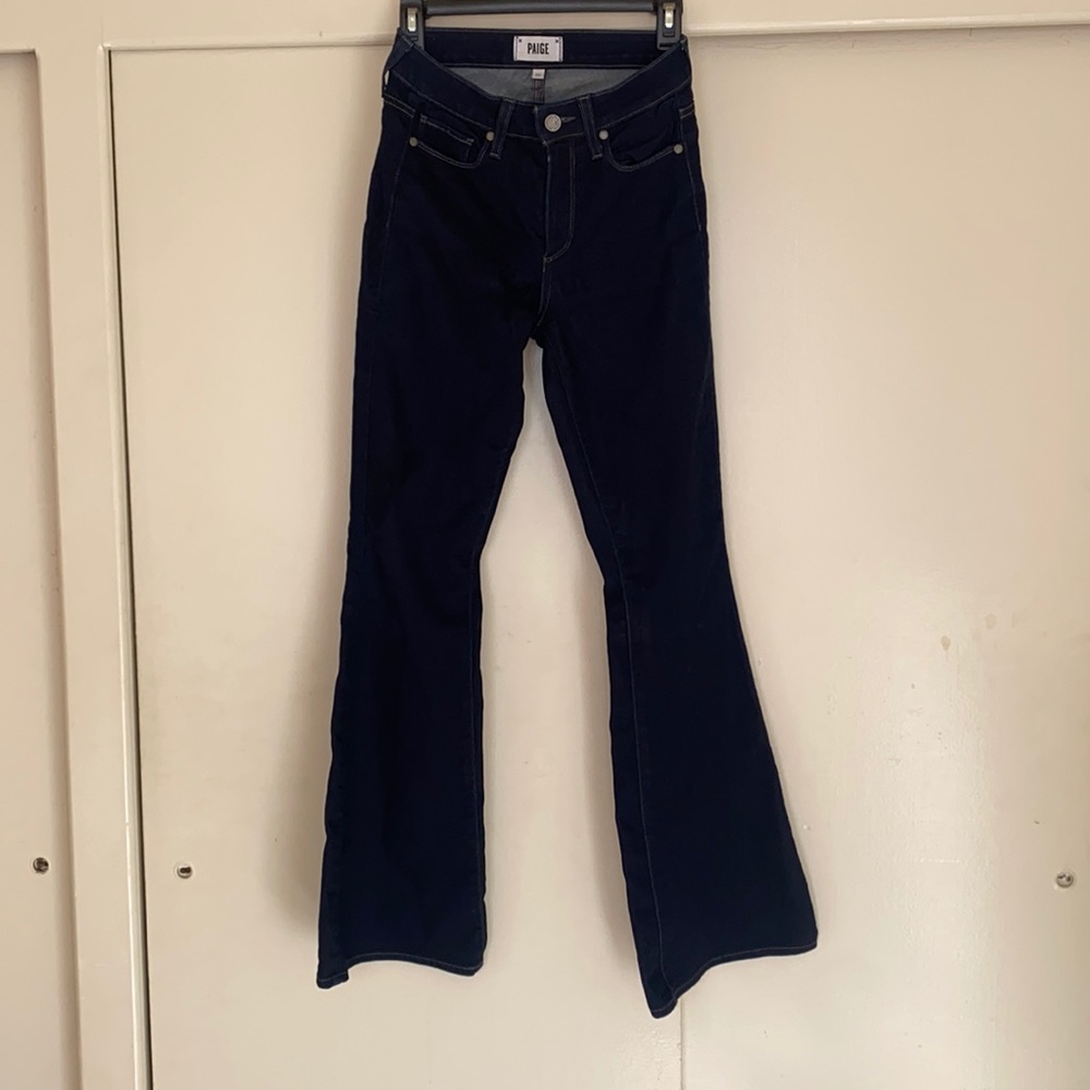 PAIGE HIGH RISE BELL CANYON Dark-wash Flare Jeans